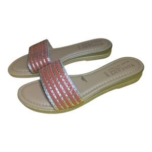 Tuscany Easy Street Women's Sandals Size 10 W  Metallic Orange Stripe Slides